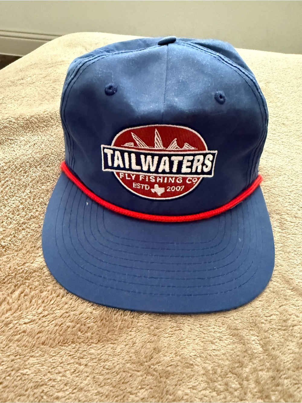 Tailwaters Navy Blue Snapback Hat with Red Trim